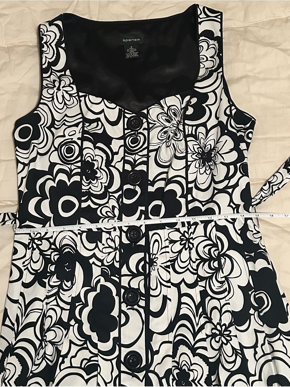 Spense Black & White Floral Button-Front Dress - Picture 7 of 7